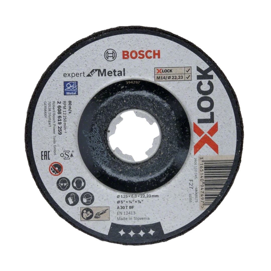 BOSCH GRINDING DISC X-LOCK DEPRESSED EXPERT FOR METAL 125 X 6 X 22.23